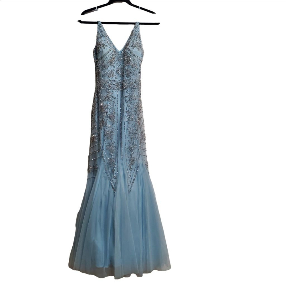 Women's XSCAPE Blue Beaded Gown Dress Size 6‎